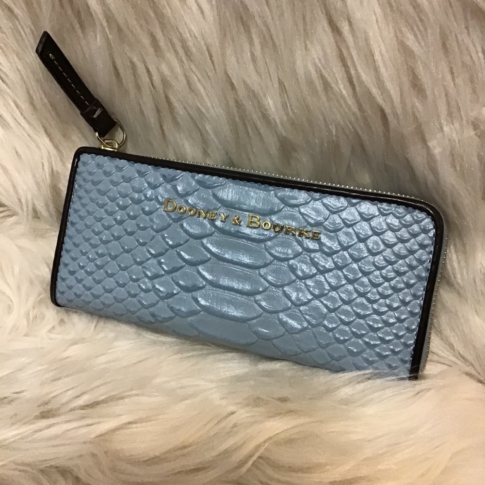 Dooney embossed leather zip clutch wallet Caldwell